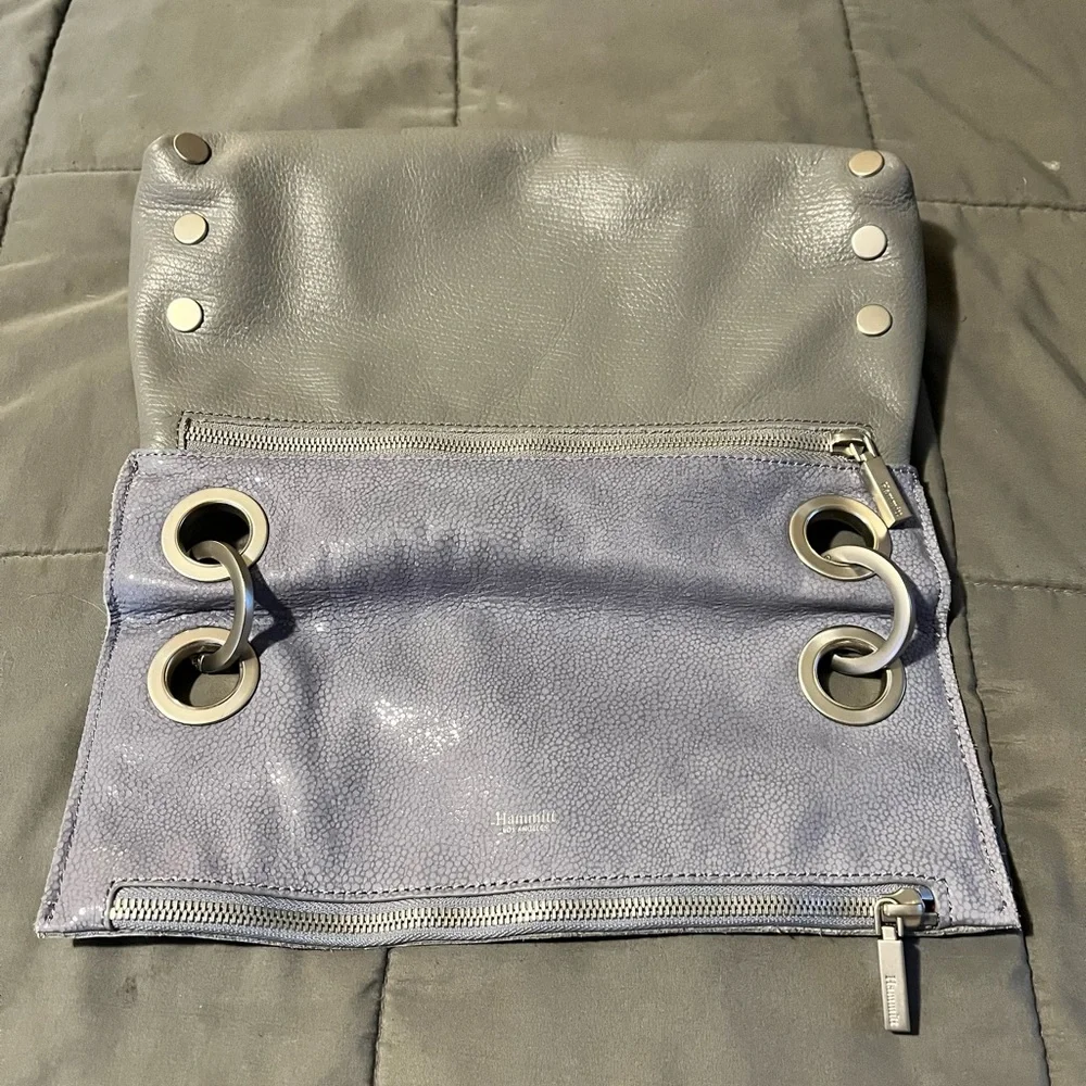 EUC Hammit VIP Meduim Montana reversible crossbody in Stingray Blue/Steel Grey - Picture 12 of 17